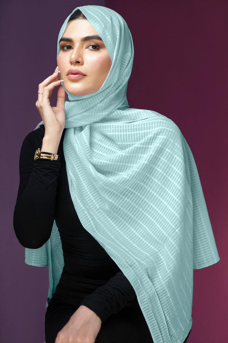 Self Design Chiffon - Aqua